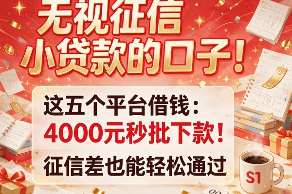 无视征信小贷款的口子！这五个平台借钱4000元秒批下款，征信差也能轻松通过