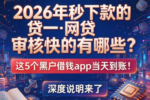 2026年秒下款的网贷审核快的有哪些？这5个黑户借钱app当天到账！深度说明来了