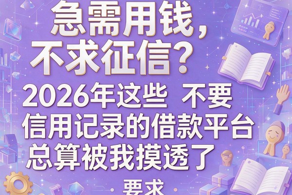 急需用钱不求征信？2026年这些不要信用记录的借款平台总算被我摸透了！