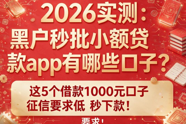 2026实测：黑户秒批小额贷款app有哪些口子？这5个借款1000元口子征信要求低，秒下款！