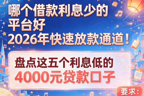 哪个借款利息少的平台好2026年快速放款通道！盘点这五个利息低的4000元贷款口子
