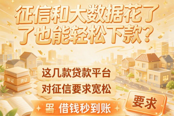 征信和大数据花了也能轻松下款？这几款贷款平台对征信要求宽松，借钱秒到账！