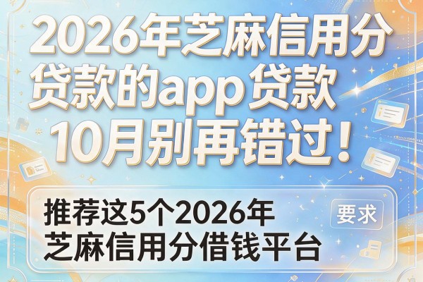 2026年芝麻信用分贷款的app10月别再错过！推荐这5个2026年芝麻信用分借钱平台
