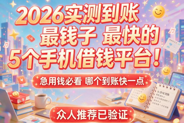 2026实测到账最快的5个手机借钱平台！急用钱必看哪个到账快一点，众人推荐已验证