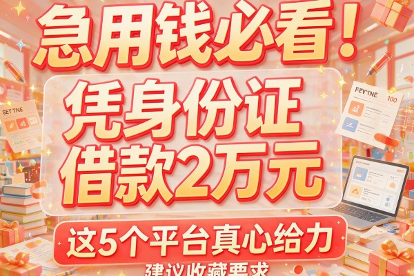 急用钱必看！凭身份证借款2万元，这5个平台真心给力（建议收藏）