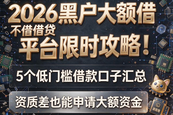 2026黑户大额借贷平台限时攻略！5个低门槛借款口子汇总，资质差也能申请大额资金