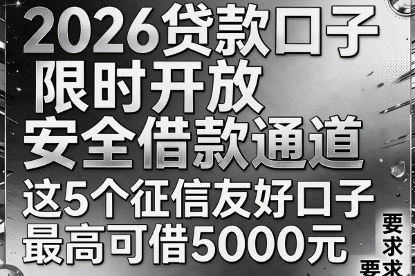 2026贷款口子黑白:限时开放安全借款通道,这5个征信友好口子最高可借5000元