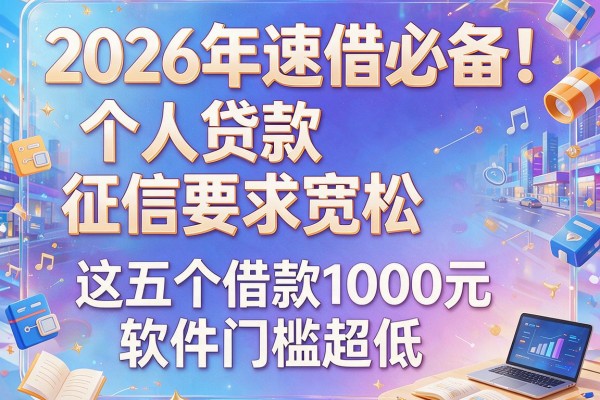 2026年速借必备！个人贷款征信要求宽松，这五个借款1000元软件门槛超低
