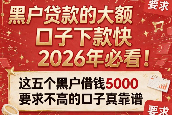 黑户贷款的大额口子下款快2026年必看！这五个黑户借钱5000要求不高的口子真靠谱