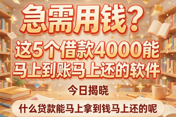 急需用钱？这5个借款4000能马上到账马上还的软件，什么贷款能马上拿到钱马上还的呢今日揭晓！