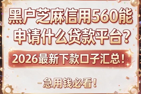 黑户芝麻信用560能申请什么贷款平台？2026最新下款口子汇总！急用钱必看！