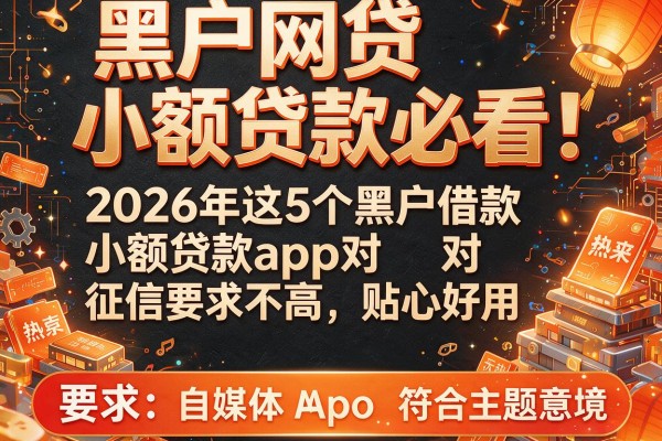 黑户网贷小额贷款必看：2026年这5个黑户借款小额贷款app对征信要求不高，贴心好用