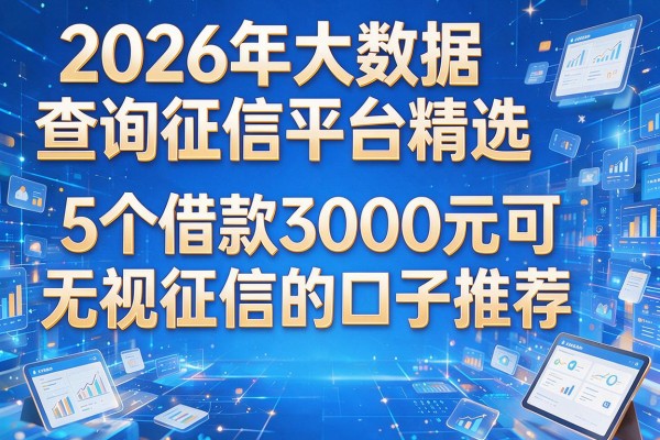 2026年大数据查询征信平台精选：5个借款3000元可无视征信的口子推荐