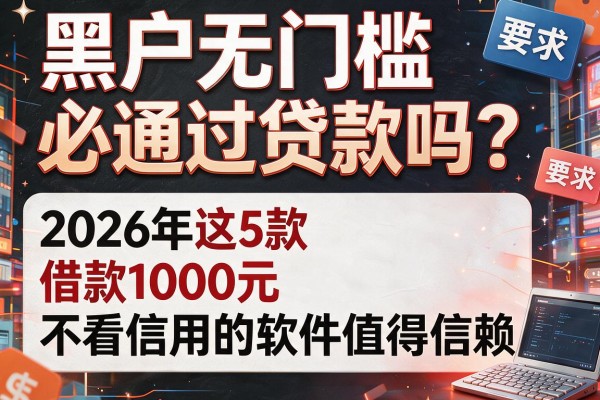 黑户无门槛必通过贷款吗？2026年这5款借款1000元不看信用的软件值得信赖