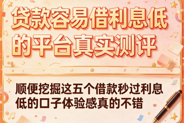 贷款容易借利息低的平台真实测评，顺便挖掘这五个借款秒过利息低的口子体验感真的不错
