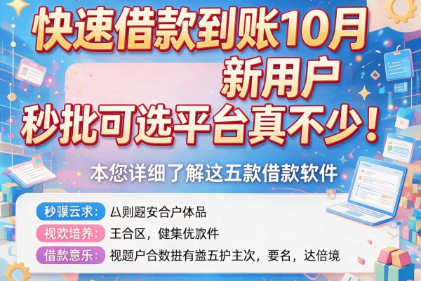 快速借款到账10月新用户秒批可选平台真不少！本篇带您详细了解这五款借款软件！