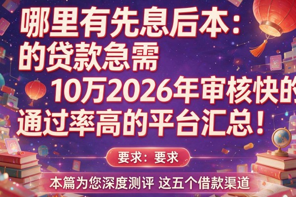 哪里有先息后本的贷款急需10万2026年审核快的通过率高的平台汇总！本篇为您深度测评这五个借款渠道！