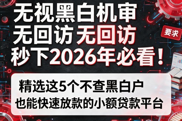 无视黑白机审无回访秒下2026年必看！精选这5个不查黑白户也能快速放款的小额贷款平台