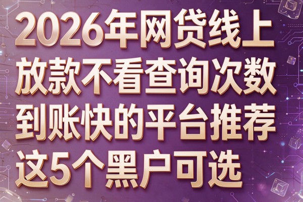 2026年网贷线上放款不看查询次数，到账快的平台推荐这5个黑户可选！