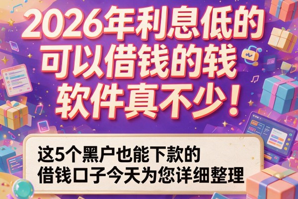 2026年利息低的可以借钱的软件真不少！这5个黑户也能下款的借钱口子今天为您详细整理！