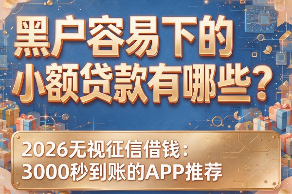 黑户容易下的小额贷款有哪些？2026无视征信借钱3000秒到账的APP推荐