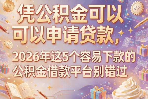 凭公积金可以申请贷款，2026年这5个容易下款的公积金借款平台别错过