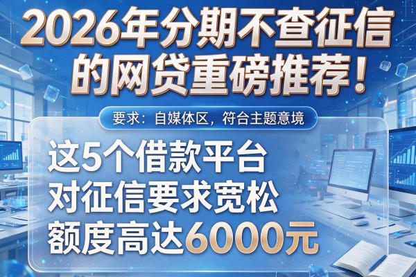 2026年分期不查征信的网贷重磅推荐！这5个借款平台对征信要求宽松，额度高达6000元