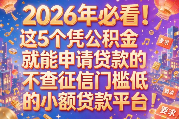 2026年必看！这5个凭公积金就能申请贷款的不查征信门槛低的小额贷款平台