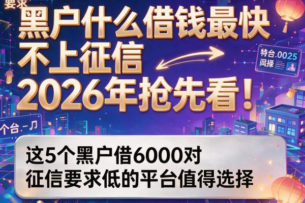 黑户什么借钱最快不上征信2026年抢先看！这5个黑户借6000对征信要求低的平台值得选择
