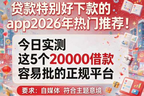 贷款特别好下款的app2026年热门推荐！今日实测这5个20000借款容易批的正规平台