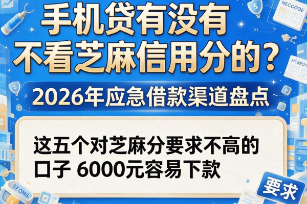 手机贷有没有不看芝麻信用分的？2026年应急借款渠道盘点，这五个对芝麻分要求不高的口子6000元容易下款