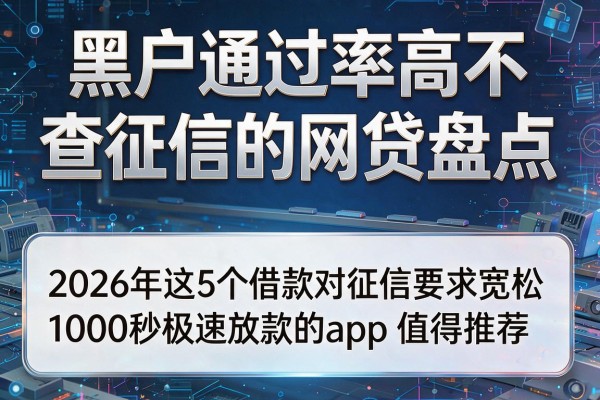 黑户通过率高不查征信的网贷盘点，2026年这5个借款对征信要求宽松1000秒极速放款的app值得推荐