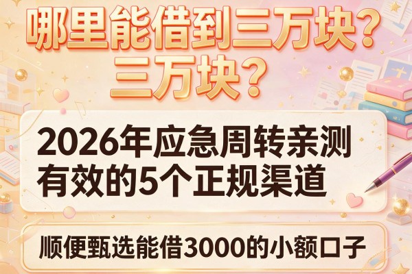哪里能借到三万块？2026年应急周转亲测有效的5个正规渠道，顺便甄选能借3000的小额口子