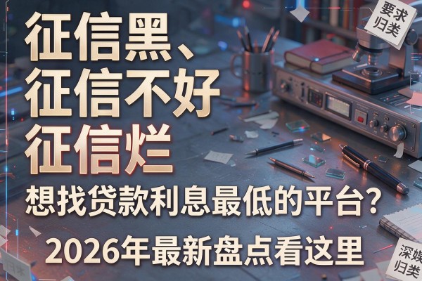 征信黑、征信不好、征信烂，想找贷款利息最低的平台？2026年最新盘点看这里，本文为您深入归类！