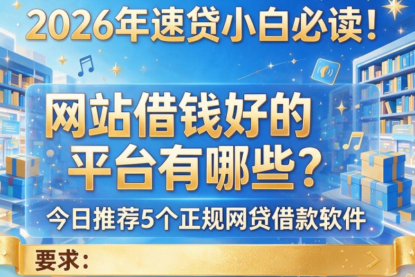 2026年速贷小白必读！网站借钱好的平台有哪些？今日推荐5个正规网贷借款软件