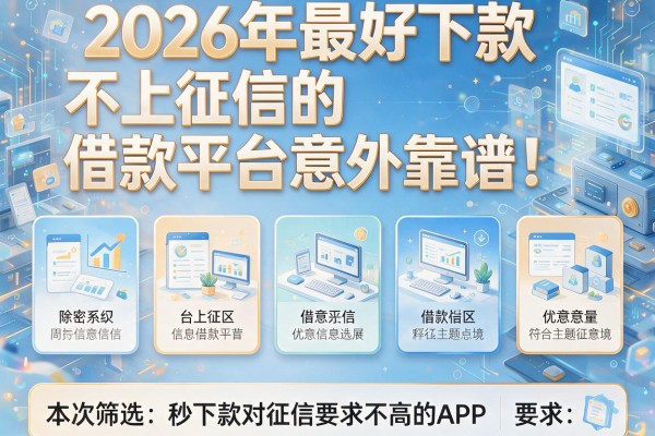 2026年最好下款且不上征信的借款平台意外靠谱！本次筛选五个秒下款对征信要求不高的APP