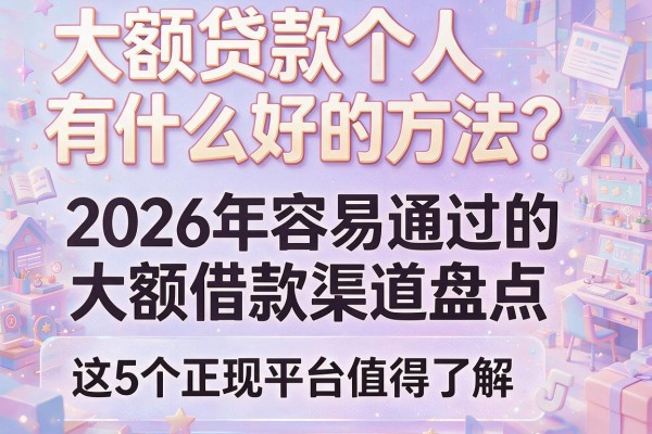 大额贷款个人有什么好的方法？2026年容易通过的大额借款渠道盘点，这5个正规平台值得了解！