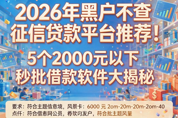 2026年黑户不查征信贷款平台推荐！5个2000元以下秒批借款软件大揭秘