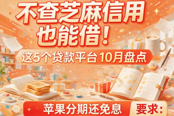 不查芝麻信用也能借！这5个贷款平台10月盘点，苹果分期还免息