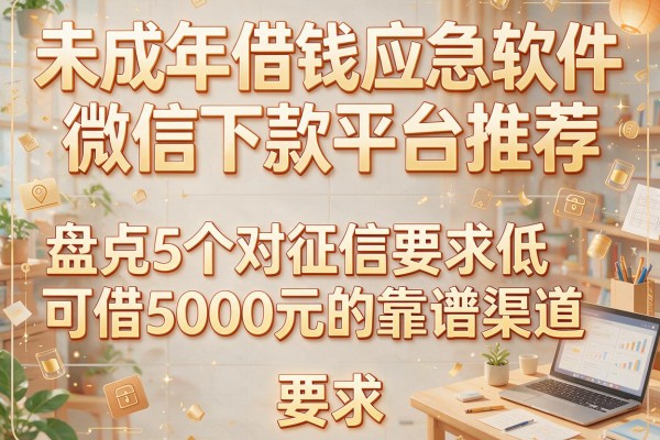 未成年借钱应急软件微信下款平台推荐：盘点5个对征信要求低可借5000元的靠谱渠道