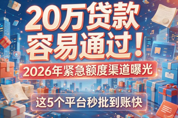 20万贷款容易通过！2026年紧急额度渠道曝光，这5个平台秒批到账快