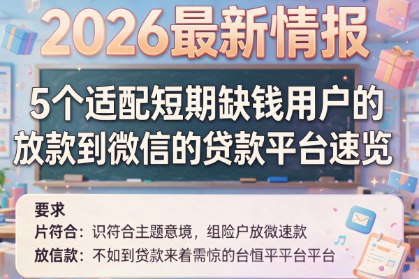 2026最新情报：5个适配短期缺钱用户的放款到微信的贷款平台速览