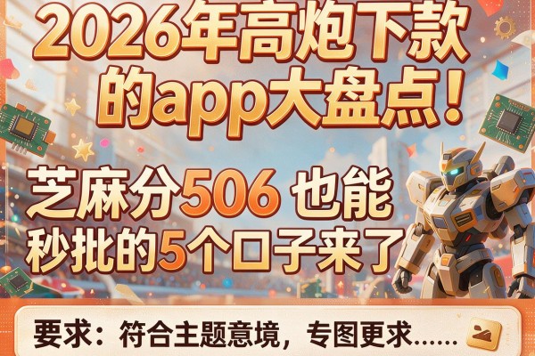 2026年高炮下款的app大盘点！芝麻分506也能秒批的5个口子来了