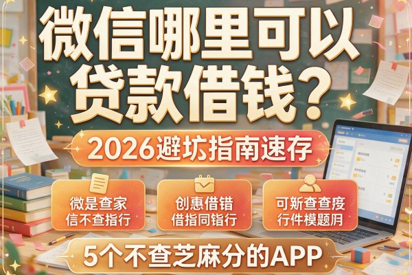 微信哪里可以贷款借钱？2026避坑指南速存，附5个不查芝麻分的APP