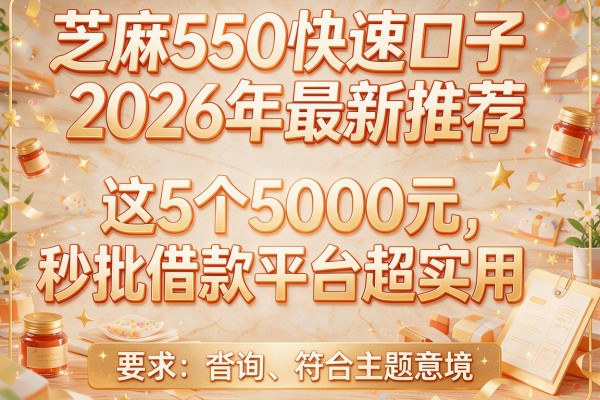 芝麻550快速口子2026年最新推荐，这5个5000元秒批借款平台超实用