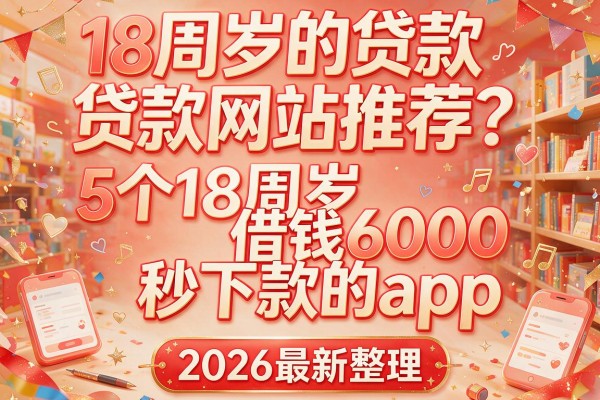 18周岁的贷款网站推荐：5个18周岁借钱6000秒下款的app，2026最新整理！