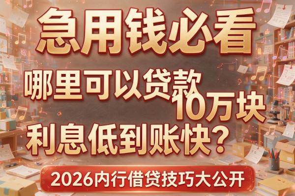 急用钱必看：哪里可以贷款10万块利息低到账快？2026内行借贷技巧大公开！