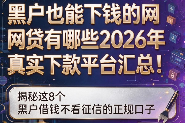 黑户也能下钱的网贷有哪些2026年真实下款平台汇总！揭秘这8个黑户借钱不看征信的正规口子