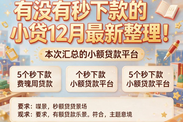 有没有秒下款的小贷12月最新整理！本次汇总5个秒下款的小额贷款平台