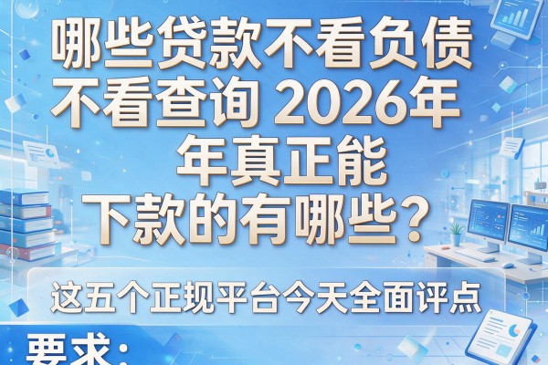 哪些贷款不看负债不看查询2026年真正能下款的有哪些？这五个正规平台今天全面评点！